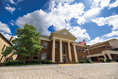 An exterior shot of the IU South Bend Elkhart Center.